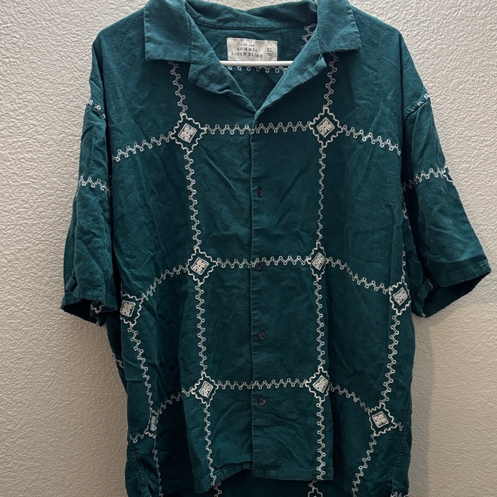 Abercrombie & Fitch Dark Teal Patterned Shirt - Picture 1 of 3